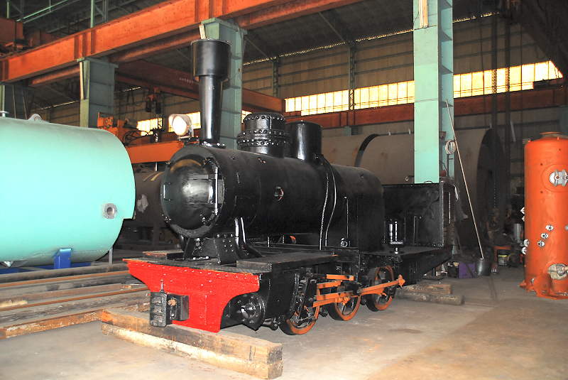 三峽煤礦2號蒸氣機車於新聯興鐵木工廠整修中